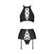 Комплект з екошкіри Passion NANCY SET 4XL/5XL black, імітація шнурівки, топ, пояс для панчіх SO7106 фото 3