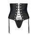 Пояс-корсет з екошкіри Passion CELINE SET with Open Bra 4XL/5XL, black, шнурівка, пажі, стрінги SO7063 фото 3