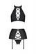 Комплект із екошкіри Passion NANCY SET 6XL/7XL black, імітація шнурівки, топ, пояс для панчіх SO7107 фото 7