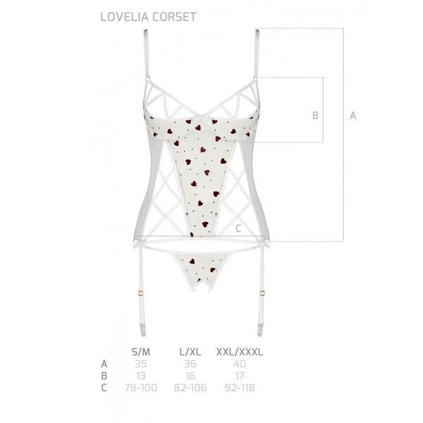 Корсет з підв'язками, стрінги Passion LOVELIA CORSET XXL/XXXL, white SO4770 фото