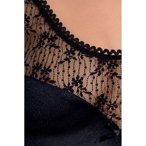 (SALE) Сорочка приталена з чашечками LOTUS CHEMISE black L/XL - Passion Exclusive, трусики PS22907 фото
