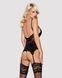 Сатиновий мереживний корсет Obsessive 810-COR-1 babydoll & thong L/XL, чорний, корсет, танга SO7157 фото 10