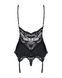 Сатиновий мереживний корсет Obsessive 810-COR-1 babydoll & thong L/XL, чорний, корсет, танга SO7157 фото 6