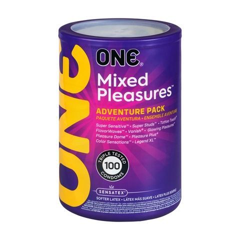 Набір презервативів ONE Mixed Pleasures, 100 шт, 10 видів, паковання-тубус SX0732 фото