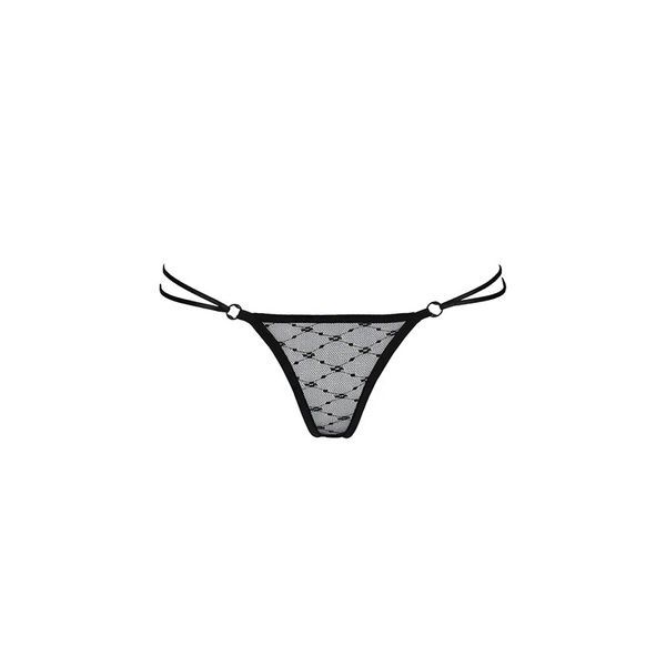 Трусики на зав'язочках з боків Passion Exclusive ZITA THONG L/XL, black PS24401 фото