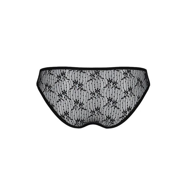 Трусики-сліпи з мереживною сіточкою Passion DINA THONG XXL/XXXL, black SO5342 фото