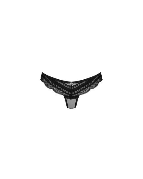 Напівпрозорі трусики з підвіскою Obsessive Ivannes panties black 2XL/3XL, чорні SO7282 фото
