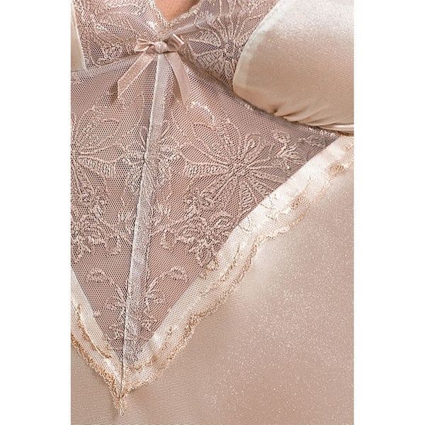 (SALE) Сорочка приталена з чашечками LOTUS CHEMISE cream L/XL - Passion Exclusive, трусики PS22910 фото