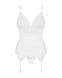 Сатиновий мереживний корсет Obsessive 810-COR-2 babydoll & thong S/M, білий, корсет, танга SO7158 фото 13