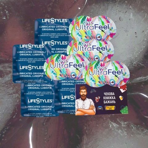 Набір ONE Ultra Feel (4 шт.), LifeStyles Ultra Lubricated (4 шт.) та Чекова Книжка Бажань: Для Нього (UA) MM1949 фото