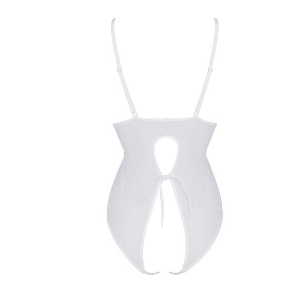 Боді з ажурним декором та відкритим кроком Passion URSULA BODY L/XL, white SO5832 фото