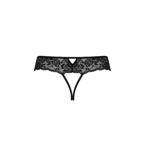 Мереживні стрінги з доступом Passion SENIA THONG L/XL, black SO5379 фото