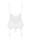 Сатиновий мереживний корсет Obsessive 810-COR-2 babydoll & thong L/XL, білий, корсет, танга SO7159 фото 14