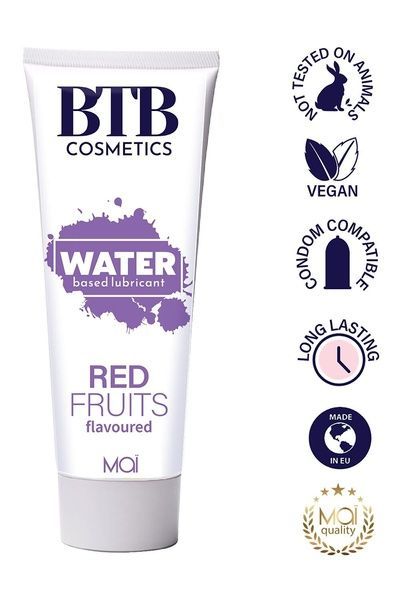 Змазка на водній основі BTB FLAVORED RED FRUITS з ароматом червоних фруктів (100 мл) SO7533 фото