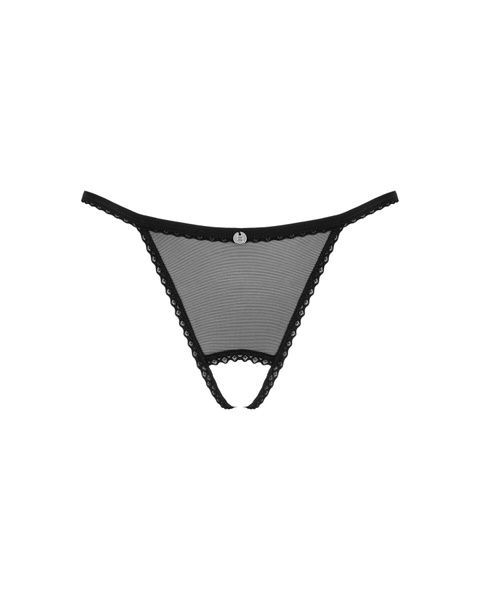 Прозорі стрінги з доступом Obsessive Celia Noir crotchless thong M/L SO7872 фото