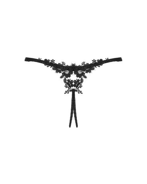 Прозорі стрінги з доступом Obsessive Celia Noir crotchless thong M/L SO7872 фото