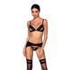 Комплект з екошкіри Passion MILEY SET XXL/XXXL, black, трусики, бюстгальтер, пояс для панчіх SO5773 фото 6
