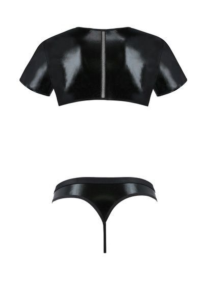 Комплект чоловічої білизни під латекс Passion 057 SET PETER XXL/XXXL Black, кроп-топ, стринги SO7635 фото