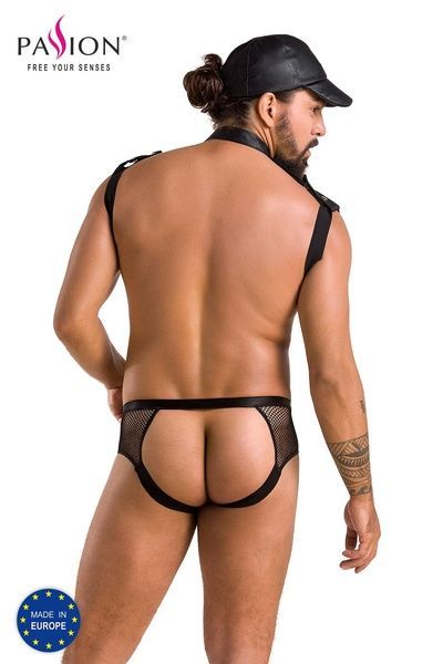 Комплект еротичної чоловічої білизни Passion 038 JOHN SET L/XL Black, боді, кепка SO7585 фото