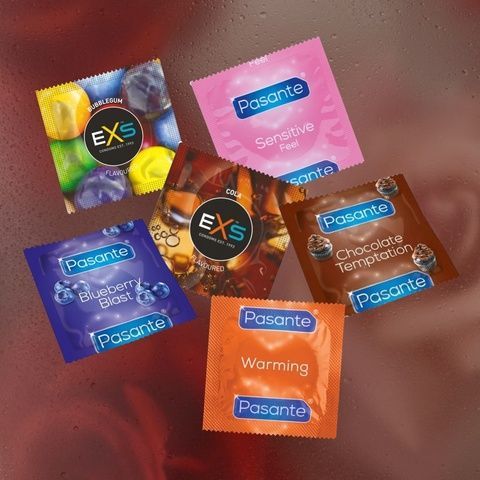 Perfect Balance: EXS Bubblegum Flavoured - 14 шт, EXS Cola Flavoured - 17 шт, Pasante Taste Blueberry - 12 шт, Pasante Taste Chocolate - 11 шт, Pasante Ultra Sensitive Touch - 2 шт, Pasante Warming - 16 шт MM2330 фото