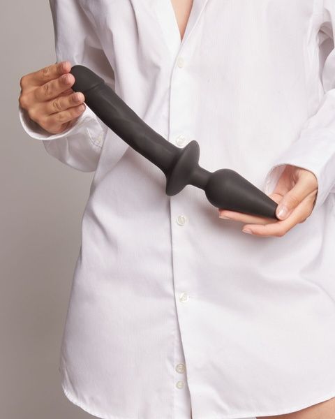 Анальна пробка з дилдо Strap-On-Me SWITCH PLUG-IN REALISTIC DILDO BLACK - L (м`ята упаковка) SO6828-R фото