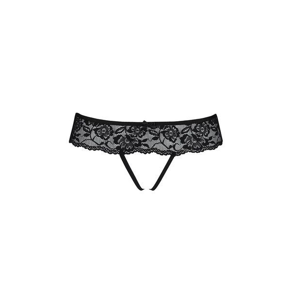 Мереживні стрінги з доступом Passion SENIA THONG XXL/XXXL, black SO5381 фото