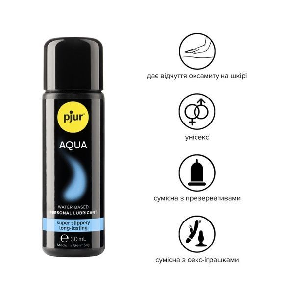 Лубрикант на водній основі pjur Aqua 30 мл, ефект оксамитової шкіри без прилипання PJ10330 фото