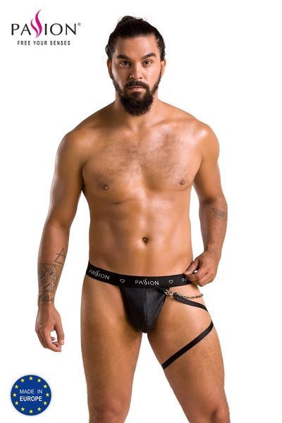 Чоловічі трусики танга з підв&rsquo;язкою Passion 058 THONG BILL L/XL Black SO7636 фото