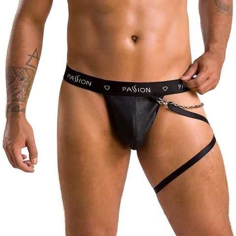 Чоловічі трусики танга з підв&rsquo;язкою Passion 058 THONG BILL L/XL Black SO7636 фото