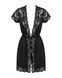Сатиновий відкритий пеньюар на поясі Obsessive 810-PEI&ndash;1 peignoir black 2XL/3XL, чорний SO7162 фото 13