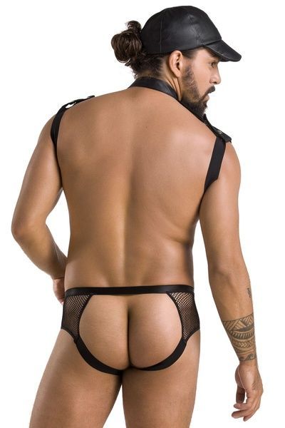 Комплект еротичної чоловічої білизни Passion 038 JOHN XXL/XXXL Black, боді, кепка SO7587 фото