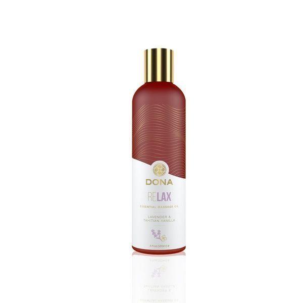 Натуральна масажна олія DONA Relax &ndash; Lavender & Tahitian Vanilla (120 мл) з ефірними оліями SO2623 фото