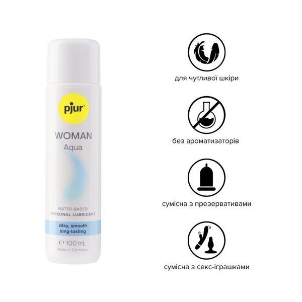 Лубрикант на водній основі pjur Woman Aqua 100 мл, для інтенсивного ковзання, зволоження та догляд PJ10370 фото