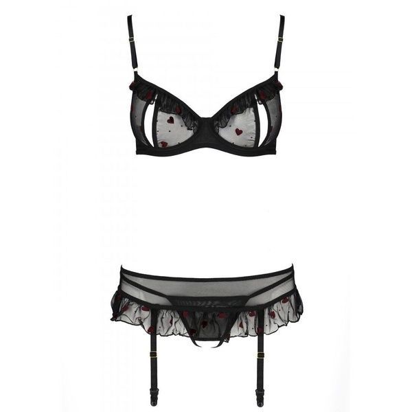 Сексуальний комплект з поясом для панчіх Passion LOVELIA SET L/XL, black SO4777 фото