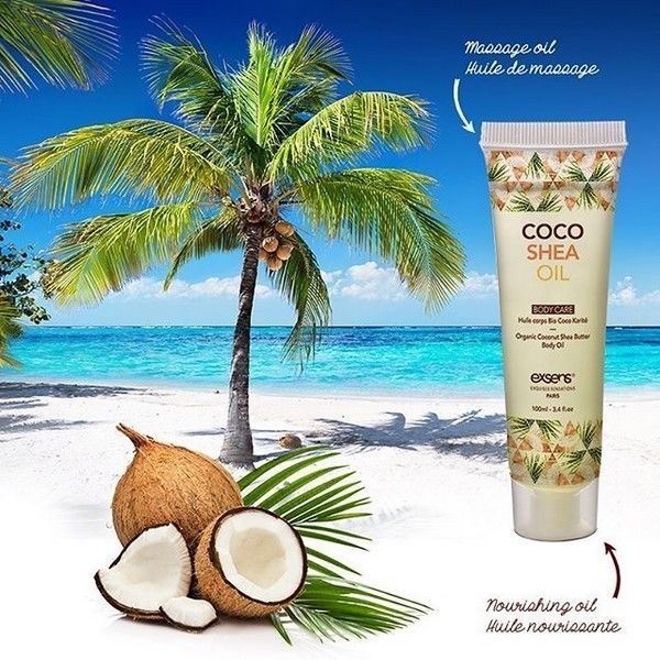 Органічна кокосова олія каріте (ши) для тіла EXSENS Coco Shea Oil 100 мл, сертифікат ECOCERT SO3332 фото