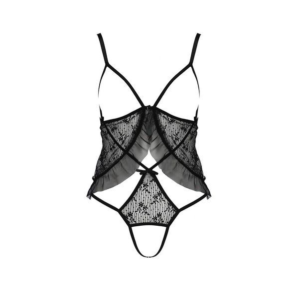 Боді монокіні з відкритими грудьми Passion JUSTINA BODY S/M, black EL15402 фото