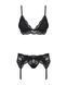 Мереживний комплект білизни Obsessive 810-SEG-1 L/XL Black, бюстгальтер, стрінги, пояс для панчіх SO7164 фото 14