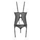 Корсет із пажами, трусики з ажурним декором та відкритим кроком Passion URSULA CORSET L/XL, black SO5835 фото 5