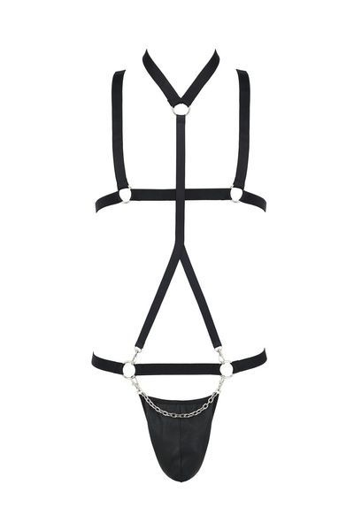 Комплект чоловічої білизни зі стреп Passion 039 SET ANDREW S/M Black, стринги, шлейки SO7589 фото