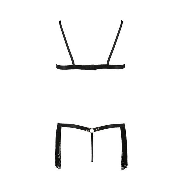 Комплект білизни Passion Exclusive KASSANDRA SET OpenBra 2XL/3XL black, ліф, трусики-спідниця PS26303 фото