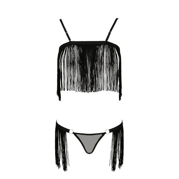 Комплект білизни Passion Exclusive KASSANDRA SET OpenBra 2XL/3XL black, ліф, трусики-спідниця PS26303 фото
