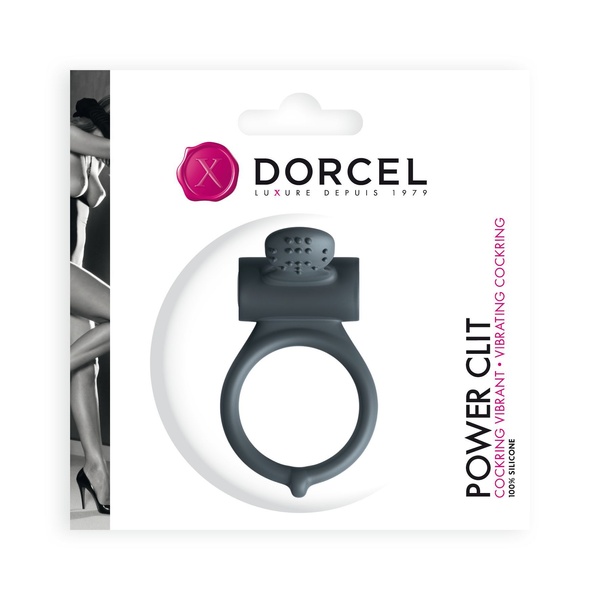 Ерекційне кільце Dorcel Power Clit Black V2 з вібрацією та язичком з щіточкою MD1410 фото