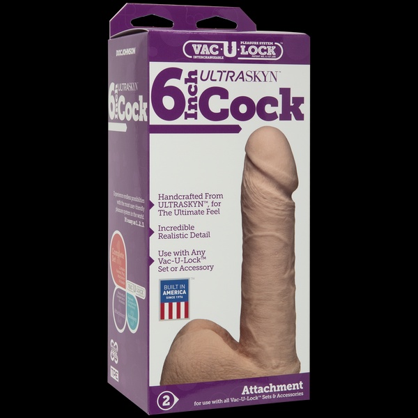 Фалоімітатор Doc Johnson Vac-U-Lock - 6 Inch ULTRASKYN Cock White, діаметр 4,3 см SO1560 фото