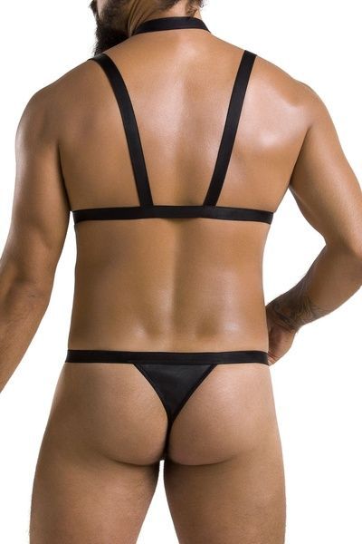 Комплект чоловічої білизни зі стреп Passion 039 SET ANDREW XXL/XXXL Black, стринги, шлейки SO7590 фото