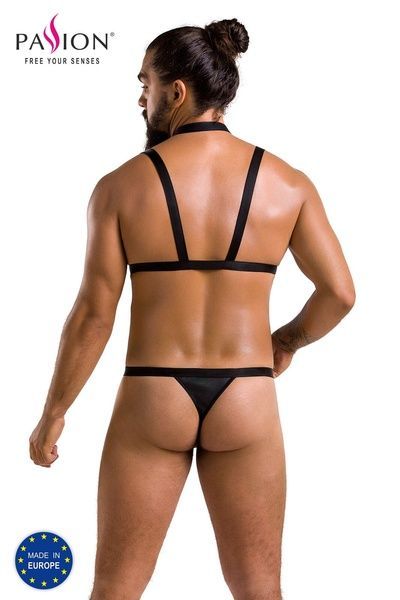Комплект чоловічої білизни зі стреп Passion 039 SET ANDREW XXL/XXXL Black, стринги, шлейки SO7590 фото