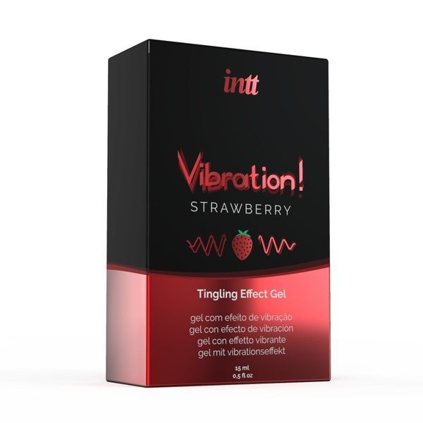 Рідкий вібратор Intt Vibration Strawberry (15 мл) EXTRA GREEN, дуже смачний, діє до 30 хвилин SO5407 фото