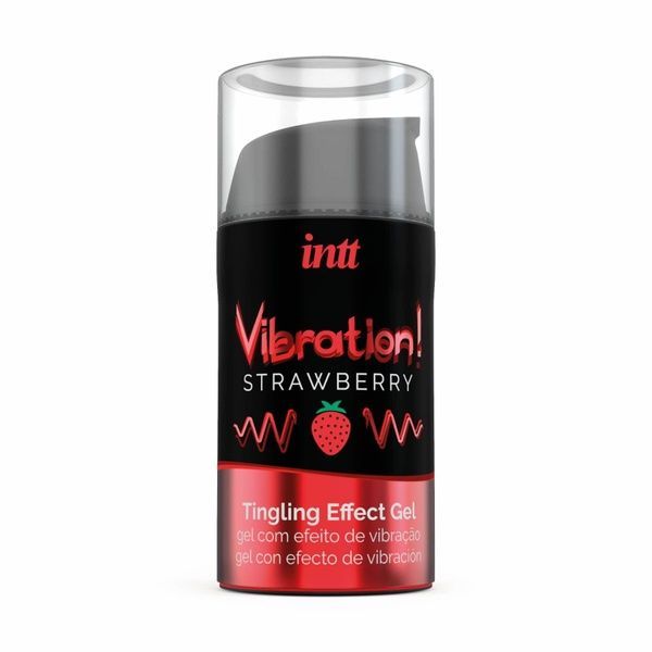 Рідкий вібратор Intt Vibration Strawberry (15 мл) EXTRA GREEN, дуже смачний, діє до 30 хвилин SO5407 фото
