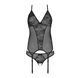 Корсет із пажами, трусики з ажурним декором та відкритим кроком Passion URSULA CORSET XXL/XXXL black SO5837 фото 4
