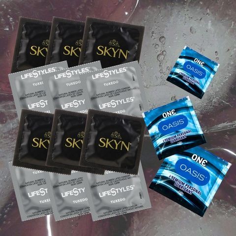 В набoрi Skyn Non Latex Original &ndash; 6 шт., LifeStyles Tuxedo Black &ndash; 6 шт., ONE Oasis 4,5 г &ndash; 3 шт. MM1957 фото
