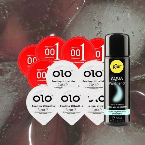 Набір "OLO Feeling Ultrathin 5 шт, OLO Розігріваючі 5 шт, pjur Woman Vegan 30 мл" MM1218 фото